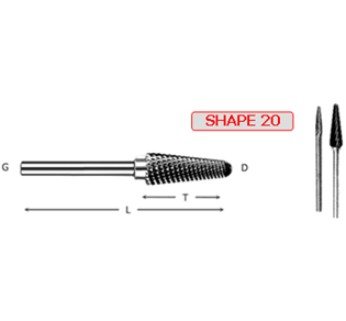 ROTARY CARBIDE BURR SHAPE 20