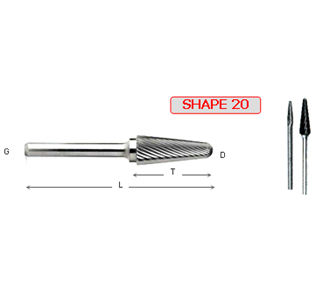 ROTARY CARBIDE BURR SHAPE 20