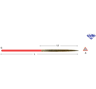 LIMA DIAMANTATA AGO TRIANGOLARE ROSSA