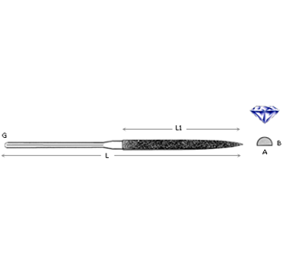 DIAMOND NEEDLE FILE HALF ROUND