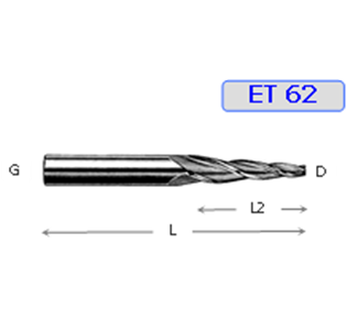 CARBIDE TAPERED END MILL 55RC